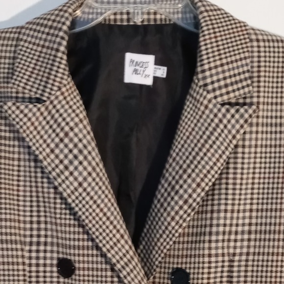 Princess Polly  Sz 12  Double Breasted Tartan Plaid Jacket Blazer Preppy Classic - Picture 3 of 7